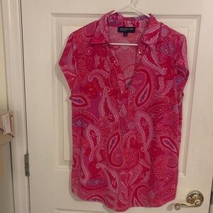 Chaps Women's Vibrant Pink and Red Paisley Blouse